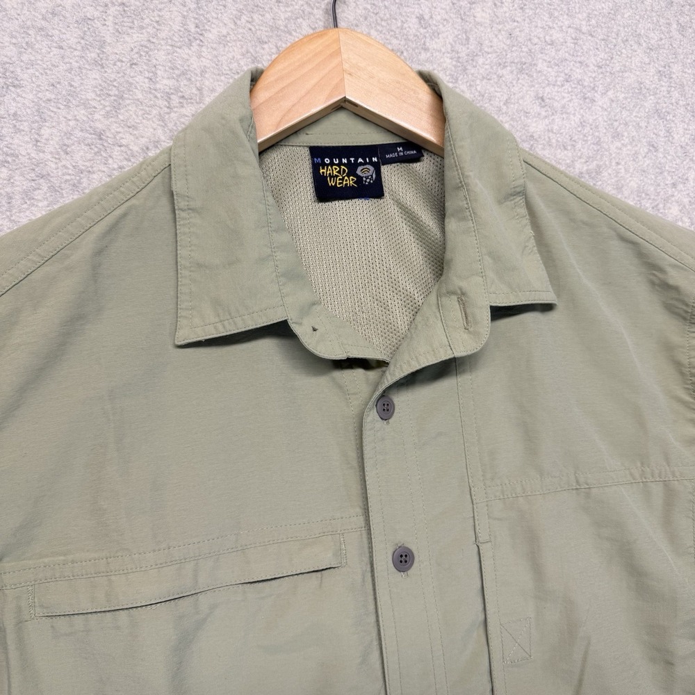 Mountain Hardwear Mens M Hiking Shirt Green Short Sleeve Vented‎ Outdoor Trail - Picture 3 of 12